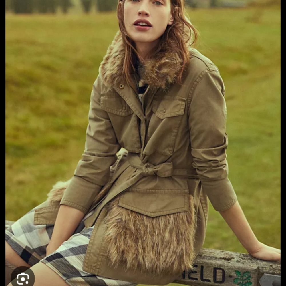 Anthropologie Saskia Utility Field Jacket Fur Pockets